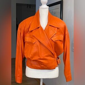 Vintage Andrew Marc orange leather jacket